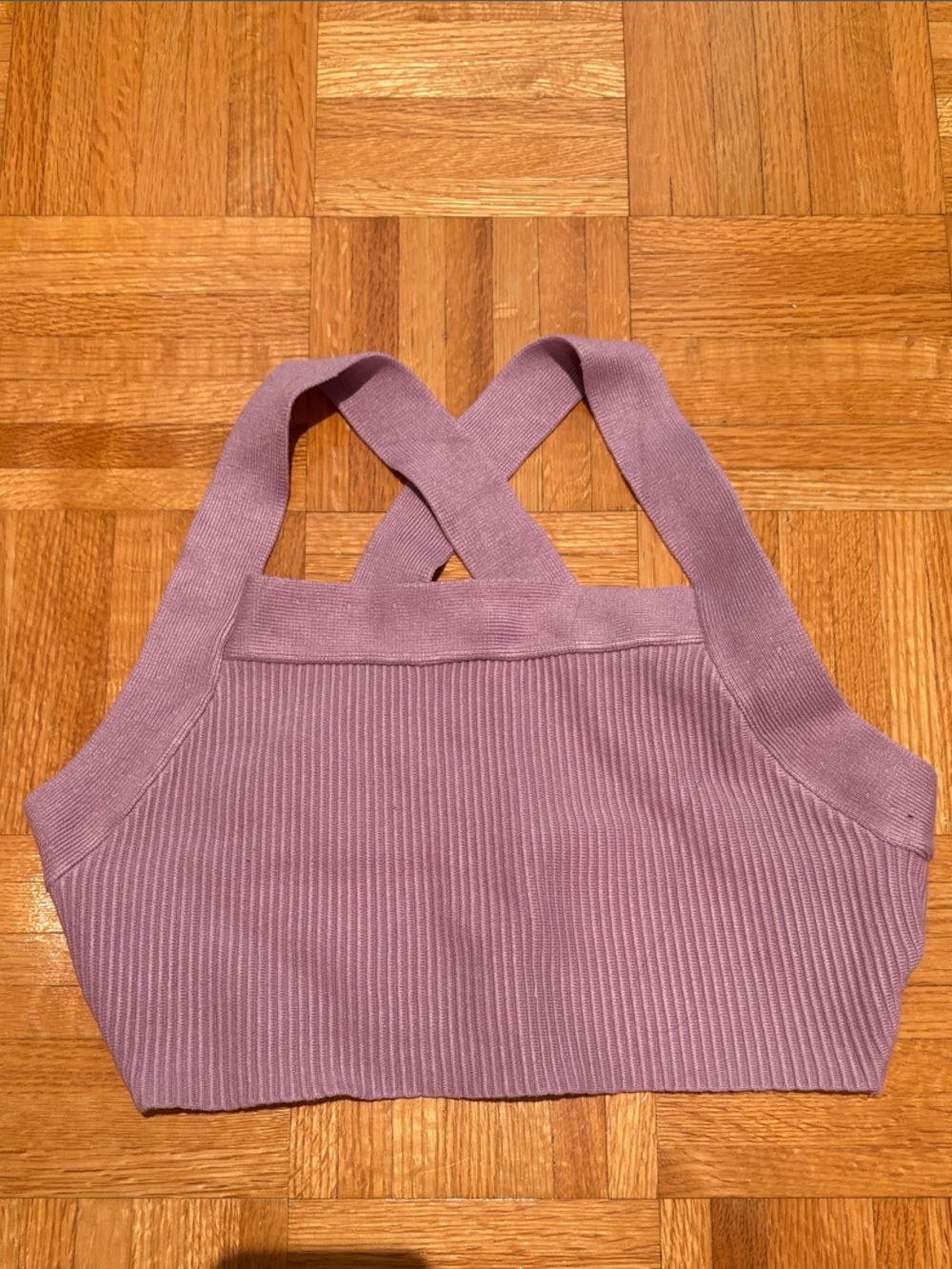 House of Harlow 1960 Lilac Ribbed Cross-Back Crop Top